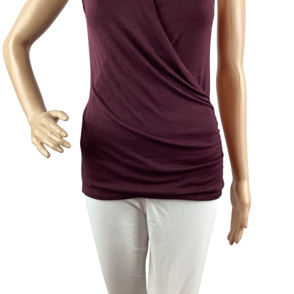 41 Hawthorn Benni Wrap Ruched Top Size XS Petite Burgundy - Picture 3 of 7